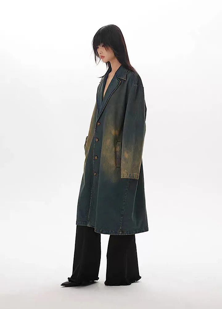 【THELIGHT】Blue dull washed grunge overcoat  TL0009