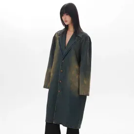 【THELIGHT】Blue dull washed grunge overcoat  TL0009