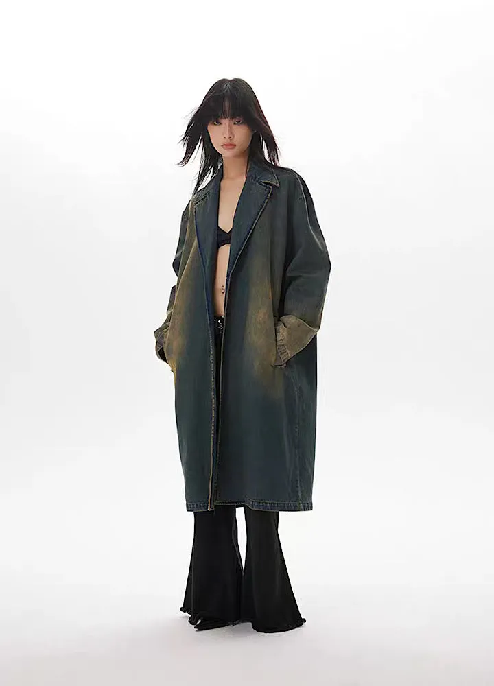 【THELIGHT】Blue dull washed grunge overcoat  TL0009