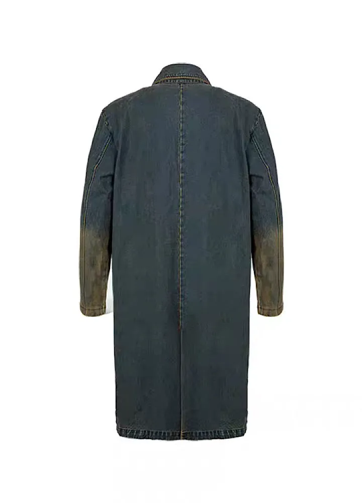 【THELIGHT】Blue dull washed grunge overcoat  TL0009