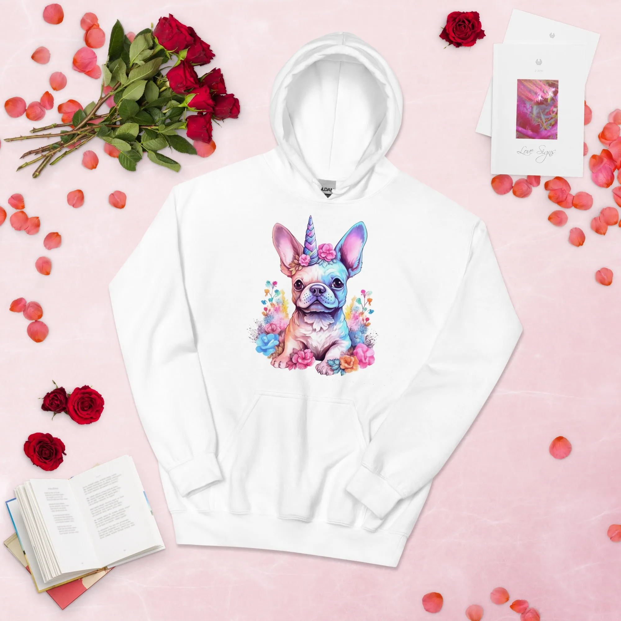 Unicorn-Inspired Frenchie Unisex Heavy Blend Hoodie - A Magical Choice for Style-Conscious Pet Lovers