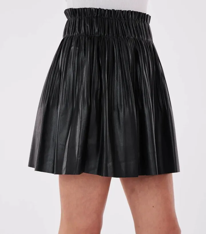 Vegan Leather Pleated Skirt Mini