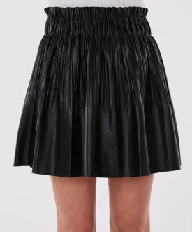 Vegan Leather Pleated Skirt Mini