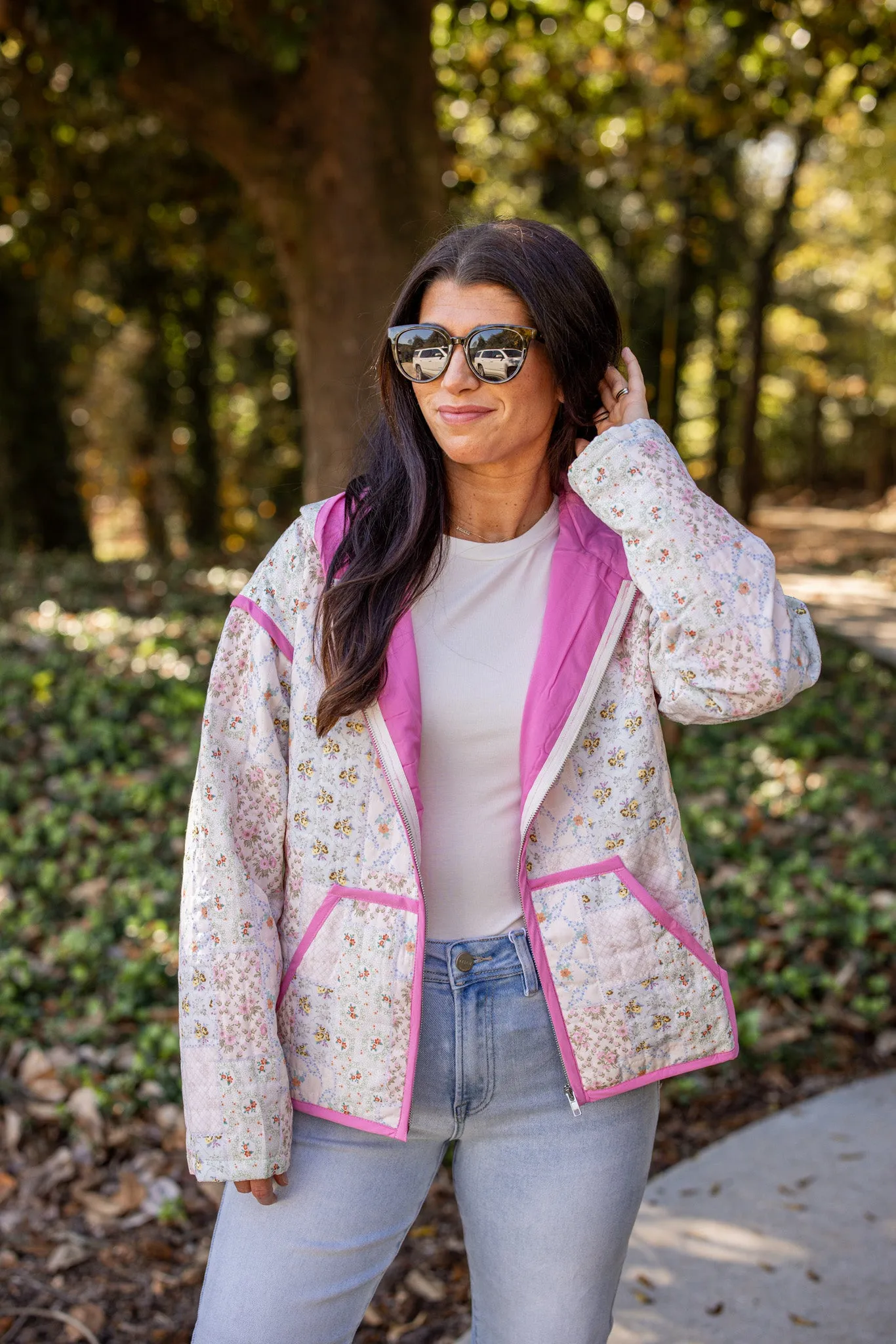 Viral Floral Quilted Hooded Jacket