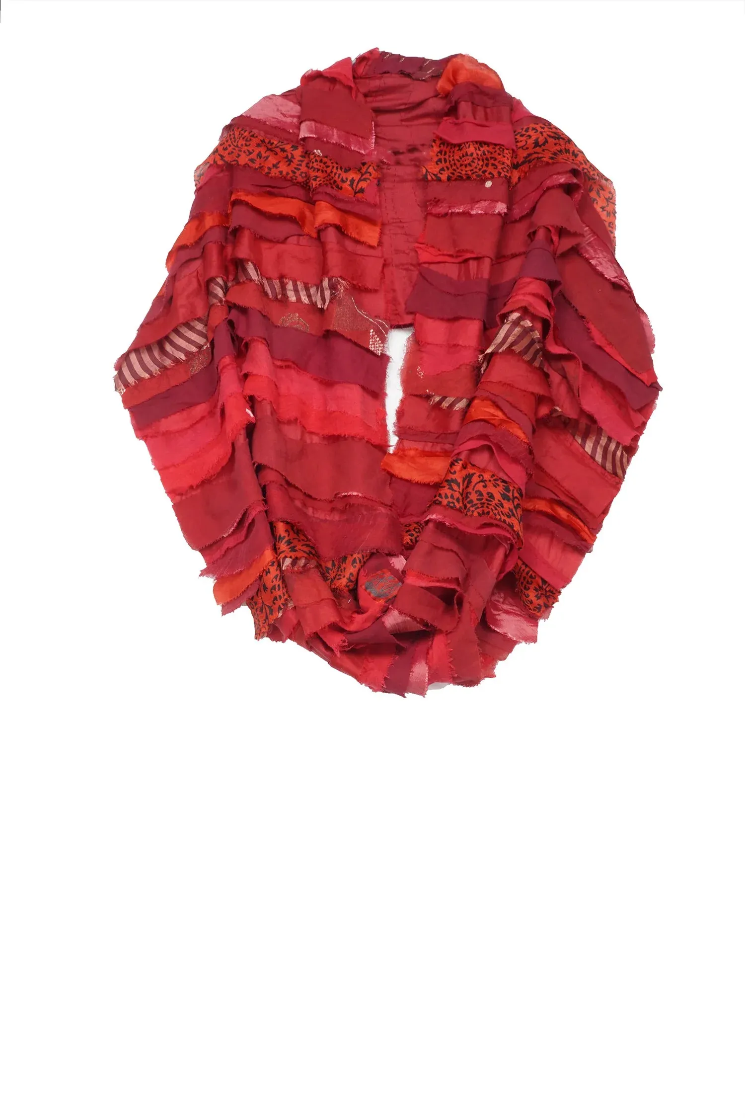 WAVY STRIPE KANTHA INFINITY SCARF - wv2815-red -