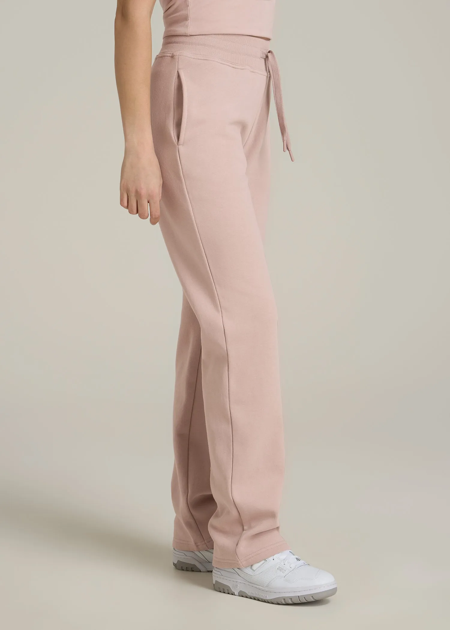 Wearever Fleece Open-Bottom Sweatpants for Tall Women in Desert Rose