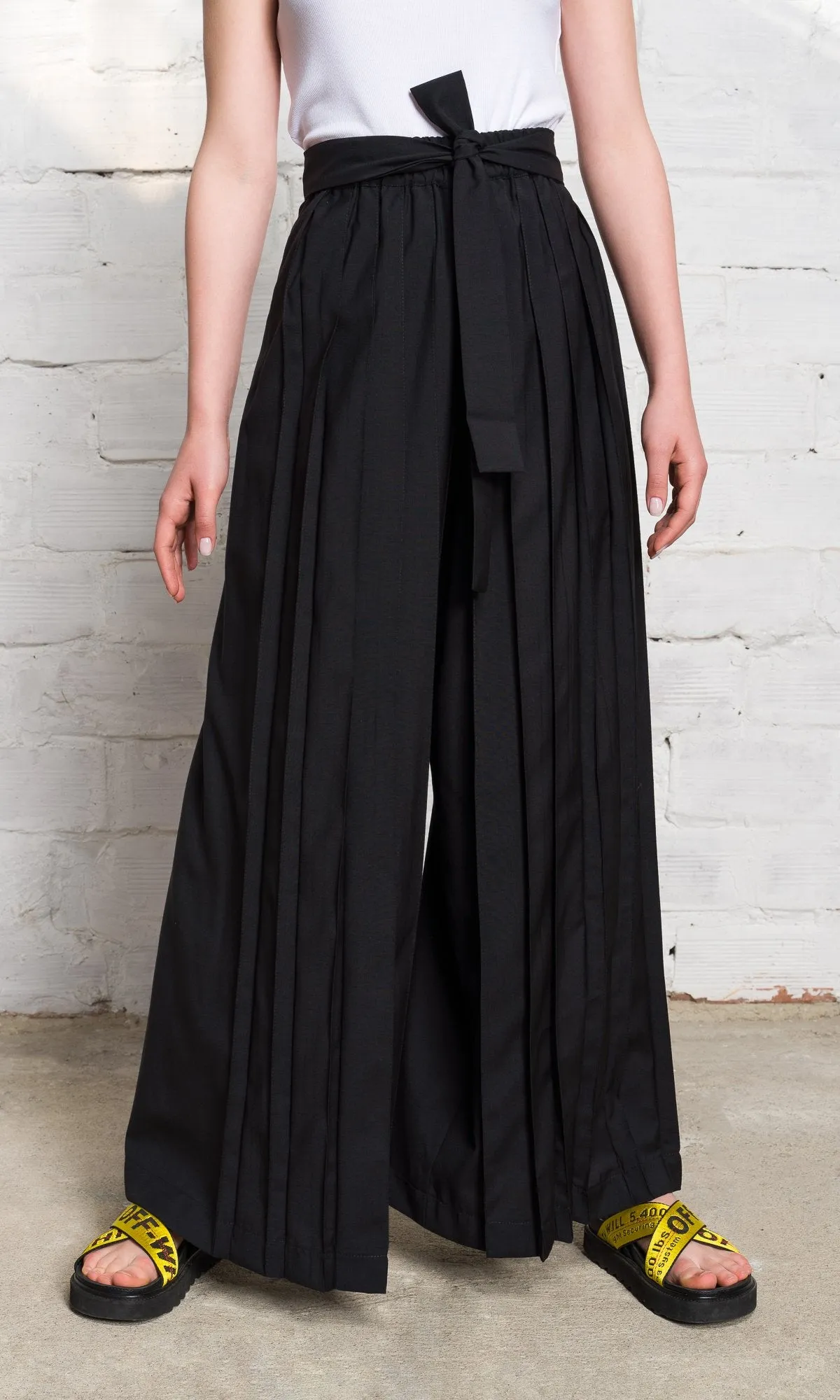 Wool Wrap Skirt Pants with Pleats