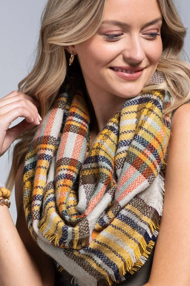 Woven Plaid Infinity Scarf