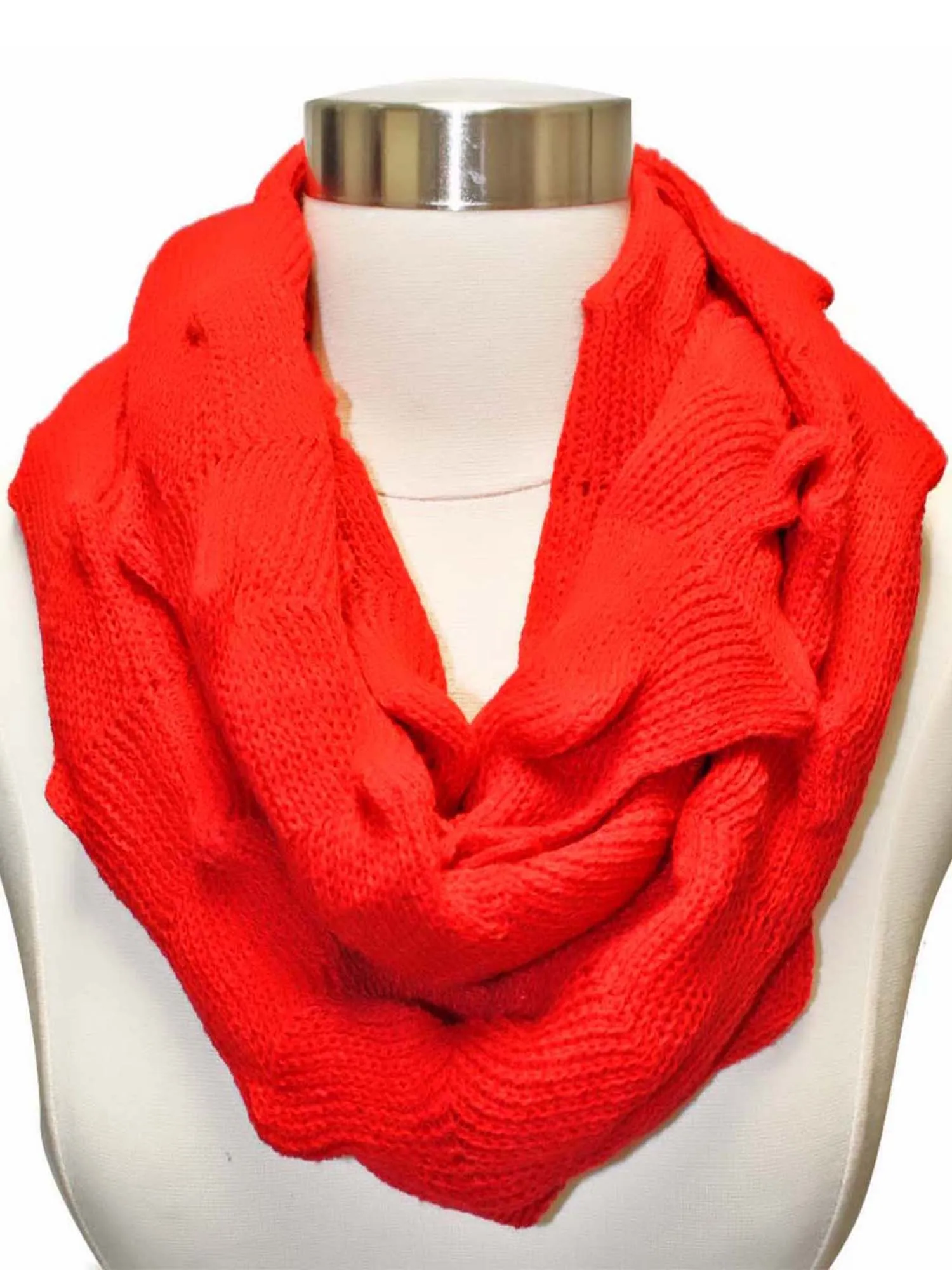 Zigzag Knit Circle Loop Infinity Scarf