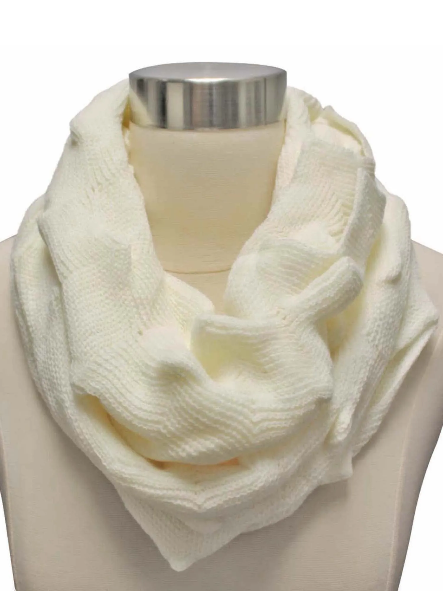 Zigzag Knit Circle Loop Infinity Scarf